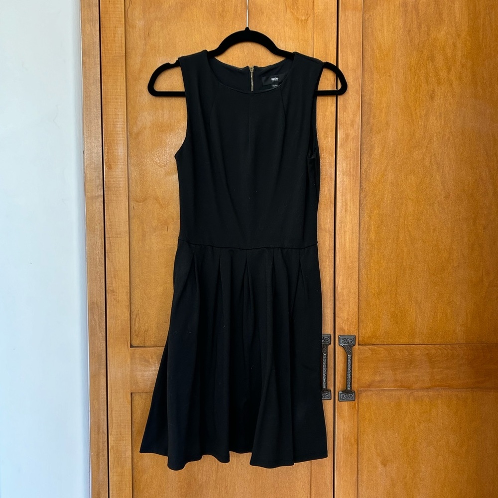 Black mini skater dress with pockets and exposed zipper size xsmall